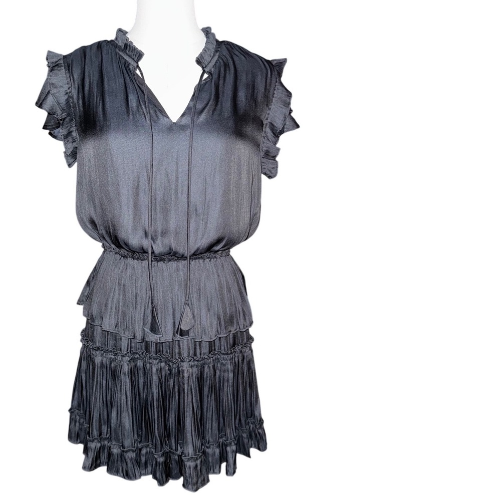 Reset by Jane Still The One Black Ruffled Tiered Mini Dress Small - Picture 6 of 8